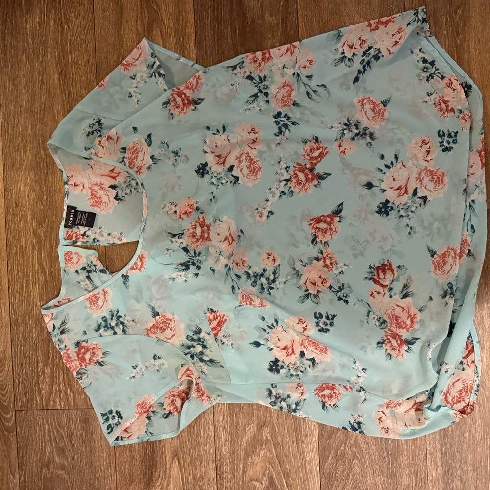 Torrid Mint Floral Blouse